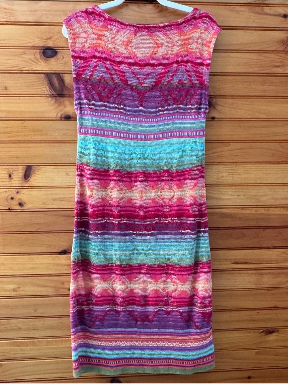 Lauren Ralph Lauren Knit Midi Dress L Funky Boho Southwestern Colorful Linen